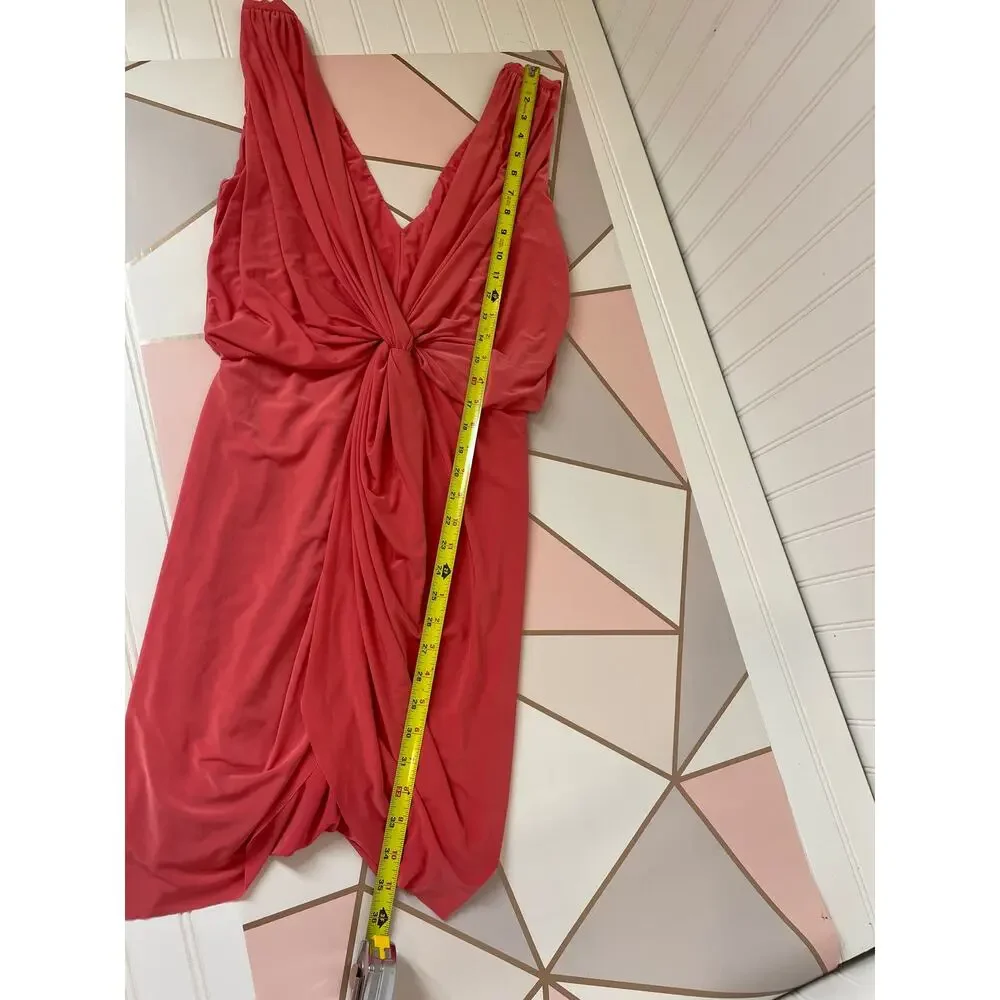 NWT MISA Los Angeles Domino Dress Pink V-Neck Draped Mini Dress Cocktail Size M
